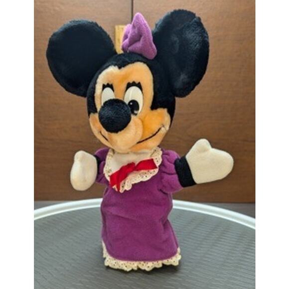 Vintage Minnie Mouse Hand Puppet Walt Disney Productions Purple Bow Dress Lace - Picture 13 of 13